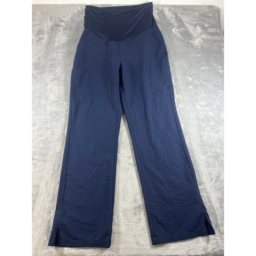 Mandala Navy Maternity Scrub Pants Medium Equa-Tek Cargo Pocket Straight Leg